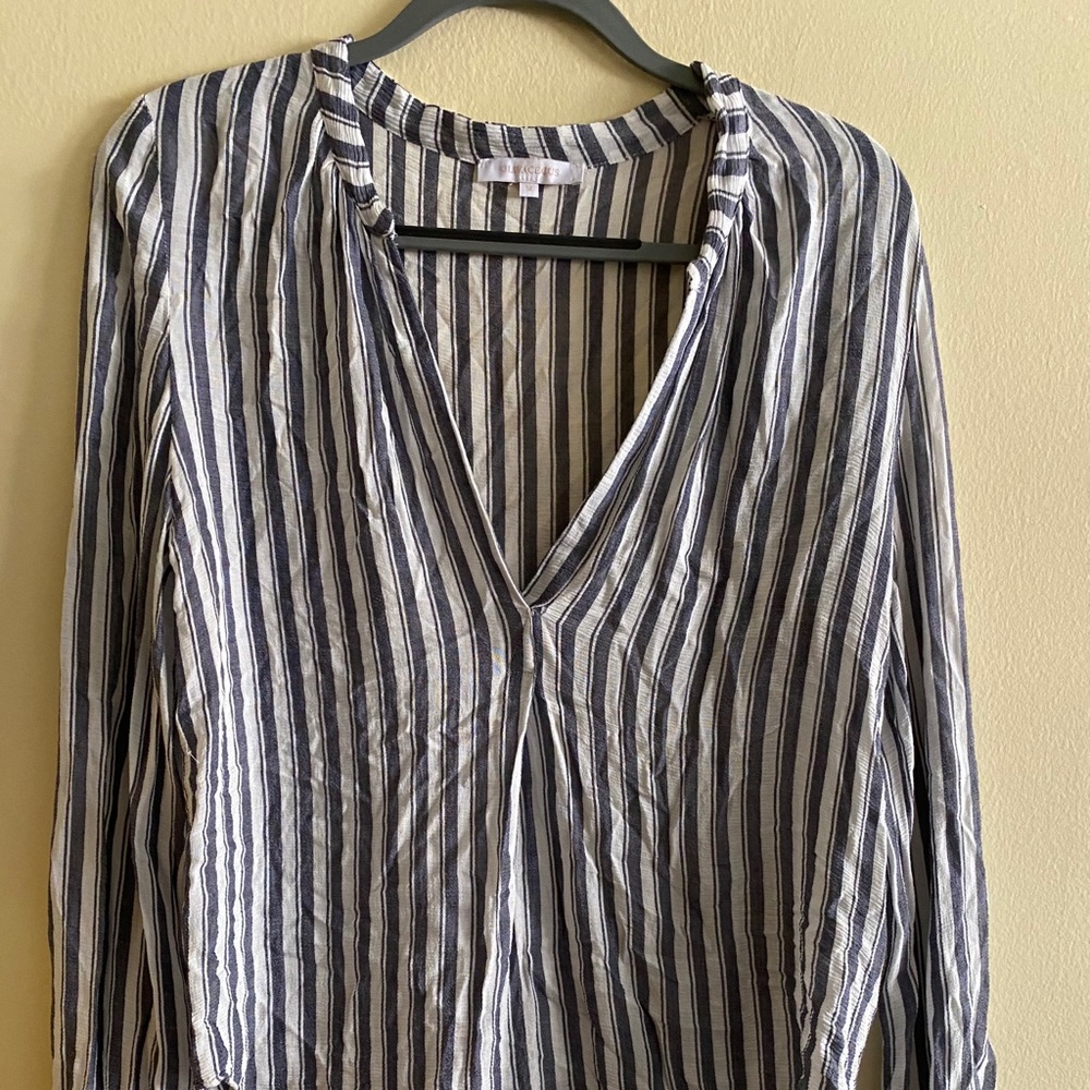 Olivaceous v-neck striped blouse size med